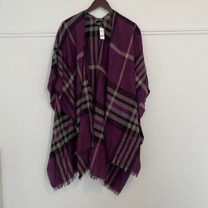 Lord and Taylor Plaid Poncho Scarf